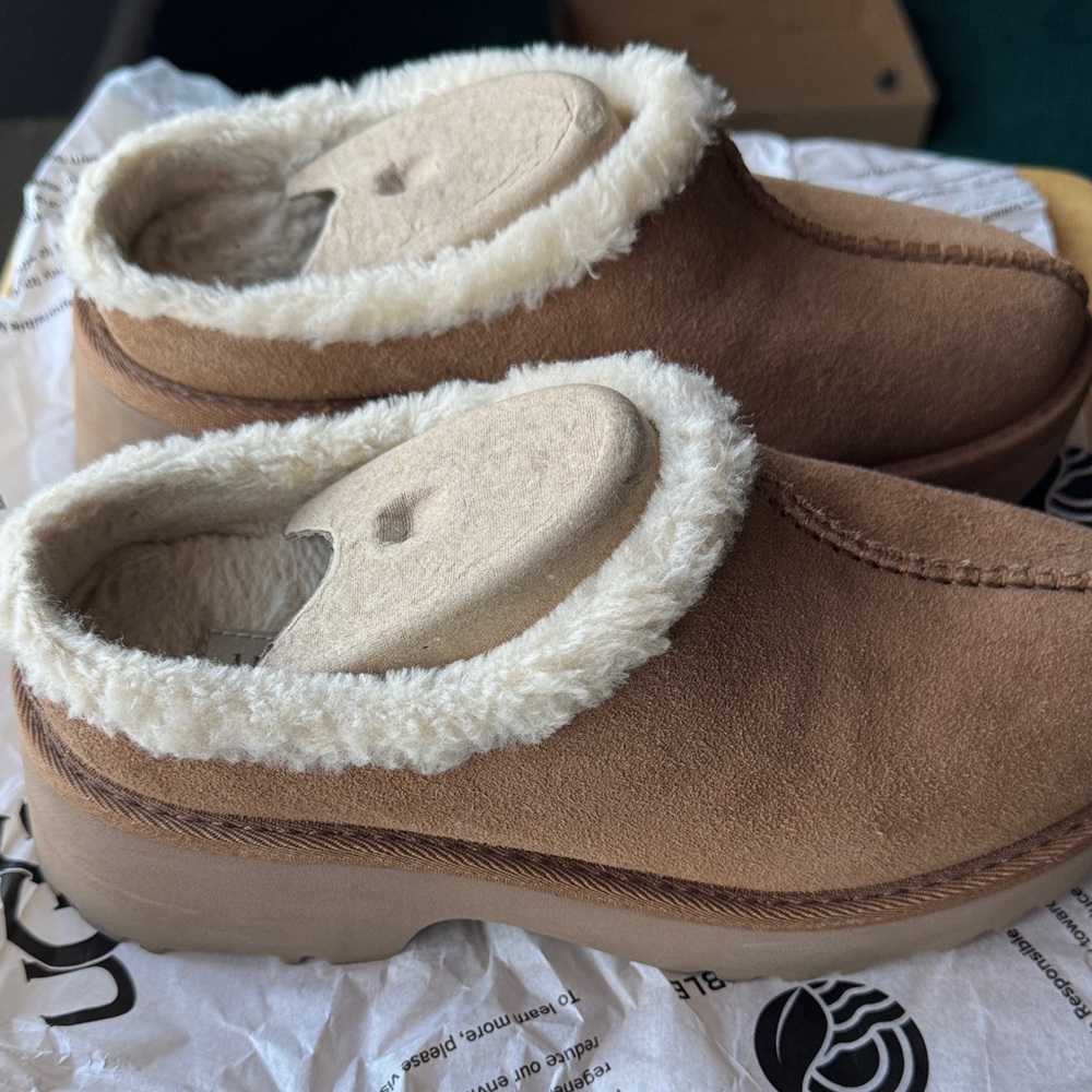 UGG Brown and Cream Fur-Lined Wedges